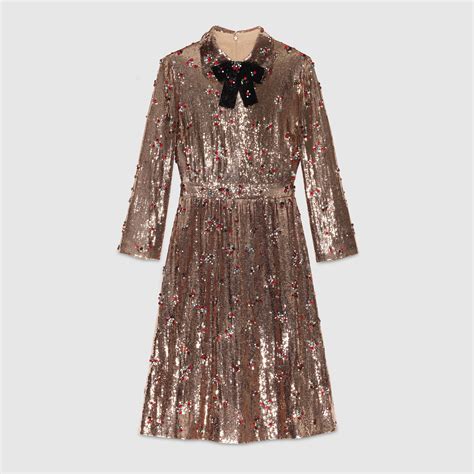 gucci embellished sequin dress with fringe|gucci embroidered dress.